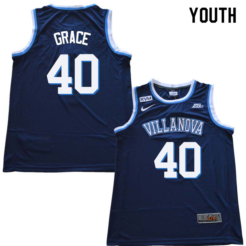 2018 Youth #40 Denny Grace Willanova Wildcats College Basketball Jerseys Sale-Navy
